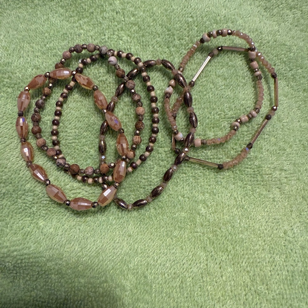 Elegant Brown Beaded Bracelet Set